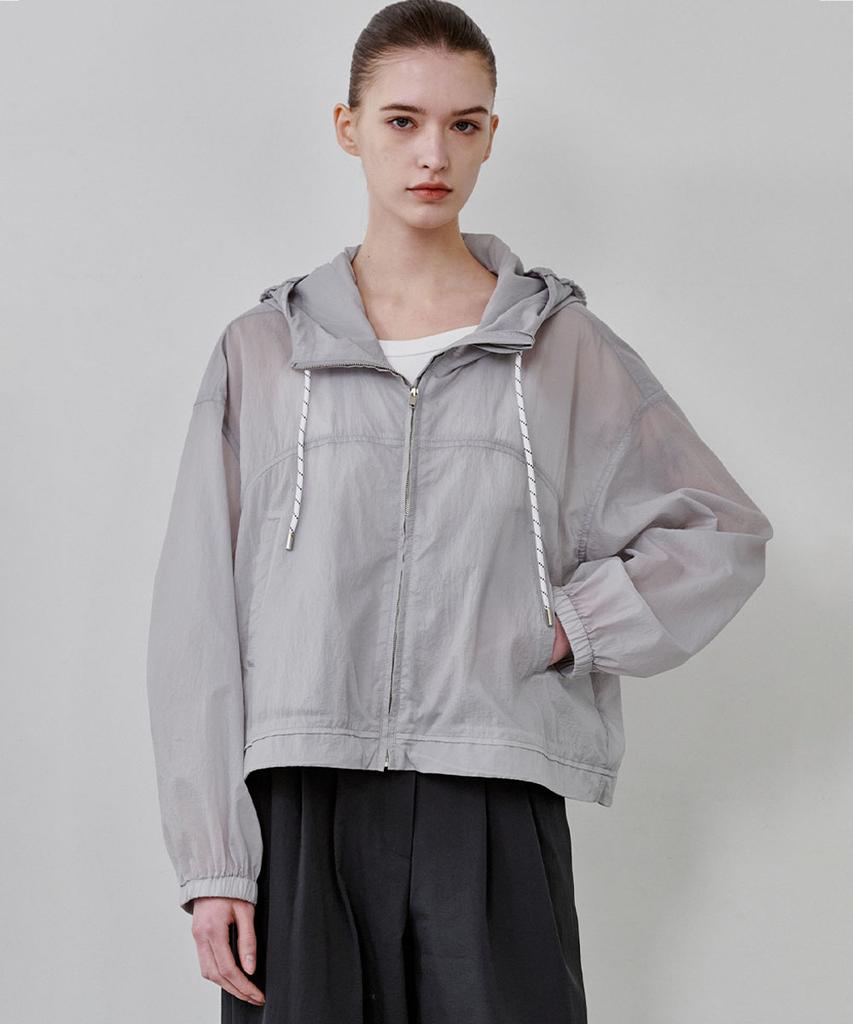 Maloupe 6316 Crop Hooded Lightweight Jumper (Grey)