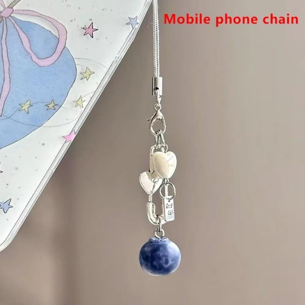 

Cute Handmade Simulation Blueberry Pendant Beaded Resin Mobile Phone Chain Camera Chain Girly Key Pendant
