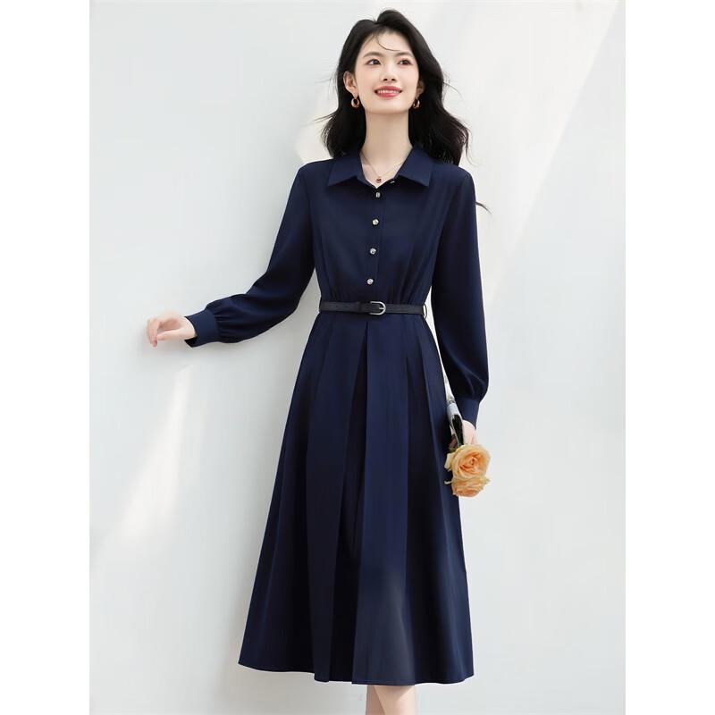 

Elegant French Style Belted Shirt Dress XL