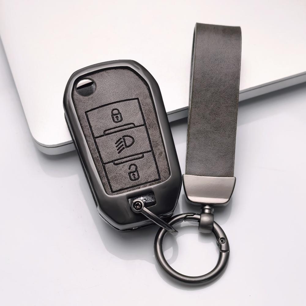 

Zinc Alloy Leather Car Key Case Cover For Citroen C5 C3 C4 C8 Berlingo For Peugeot Partner Rifter 208 308 508 407 2008 3008 3008