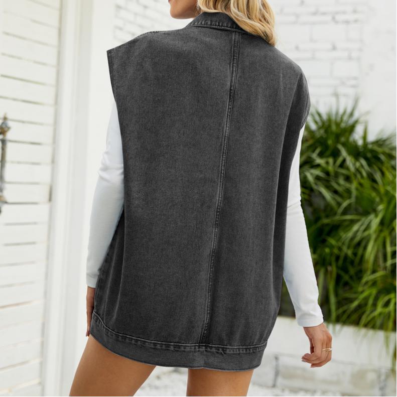 Gilet di jeans Gilet Gilet senza maniche di jeans alla moda da donna