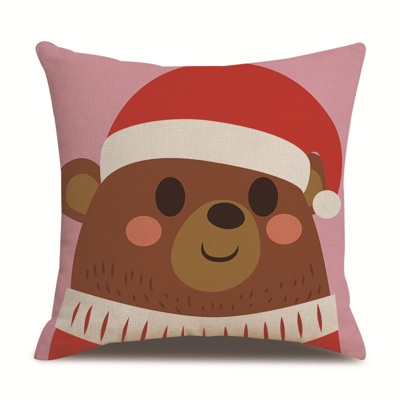 Christmas Pattern Single Sided Linen Pillow Case Living Room Pillow Case Bed Pillow Case Bedroom Pillow Case