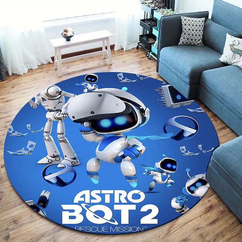 Tappeto Rotondo ASTRO BOT, Tappeto per Soggiorno Camera da Letto Divano Sala Giochi Decorazione, Tappetino Antiscivolo