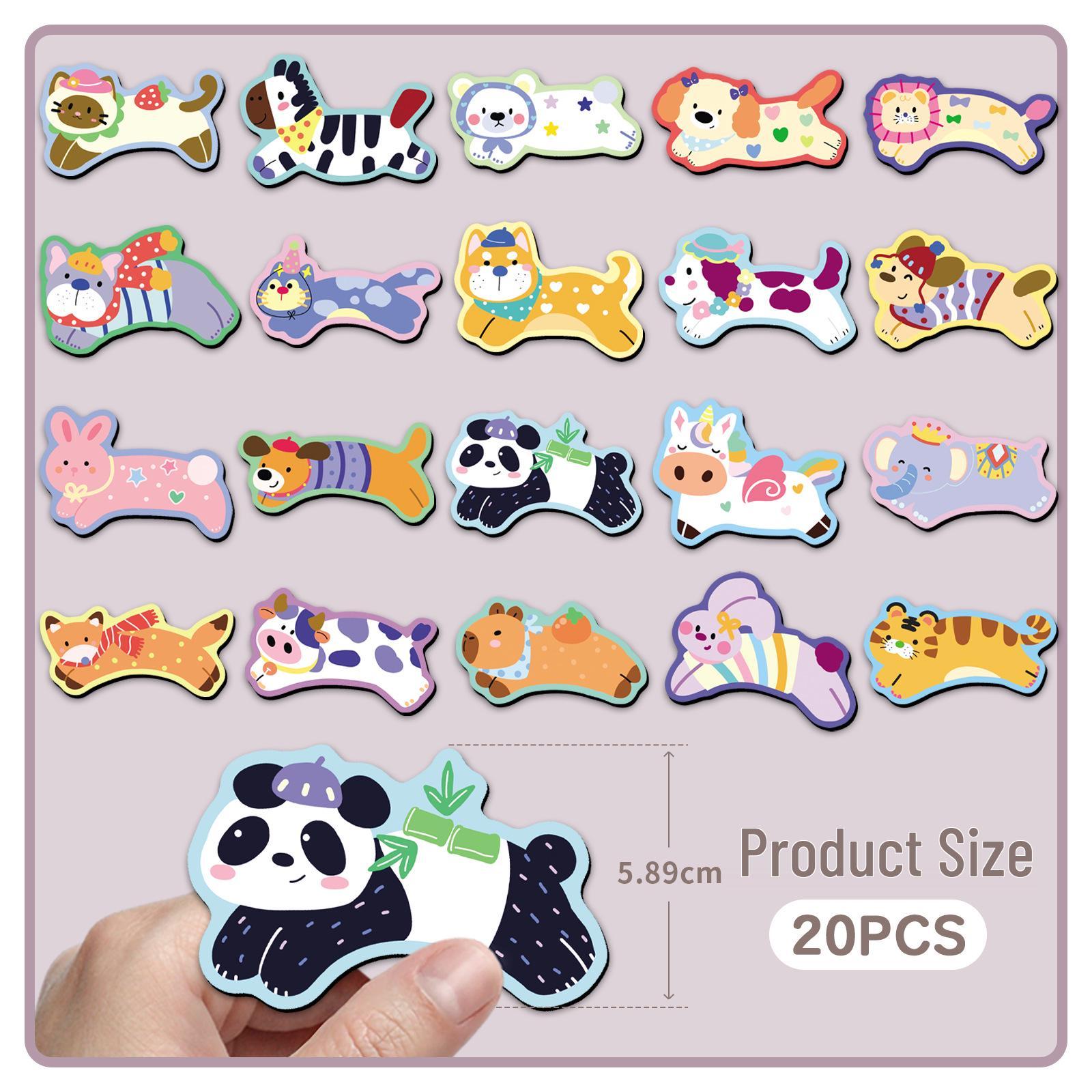 20 Cute Animal Cartoon Soft Magnetic Refrigerator Stickers – Dopamine Graffiti, Waterproof Pet Magnets