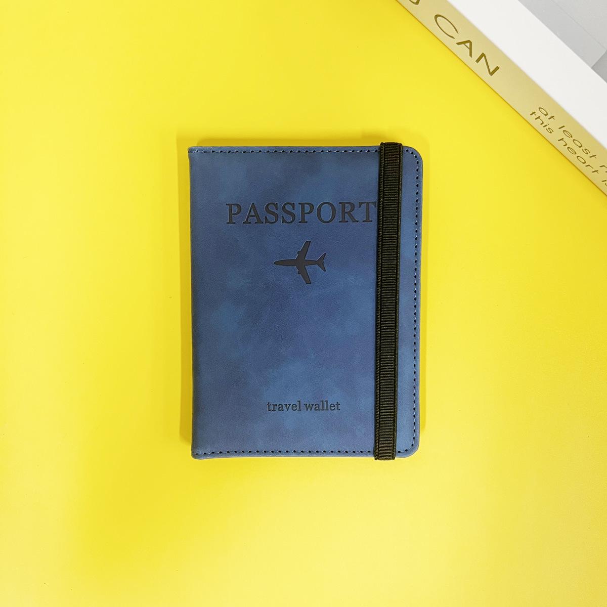 

Держатель для паспорта и карт из искусственной кожи с технологией RFID для трансграничного использования - многофункциональный кошелек для удостоверения личности для путешествий темно-синий