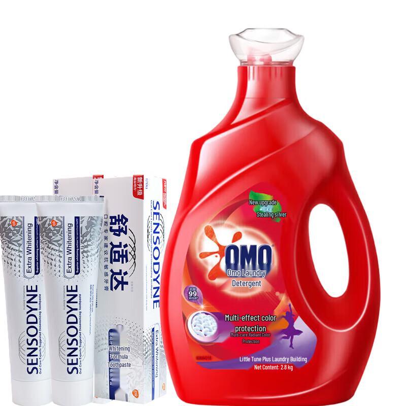 

Набор: Зубная паста Sensodyne Whitening для чувствительных зубов и стиральный порошок OMO