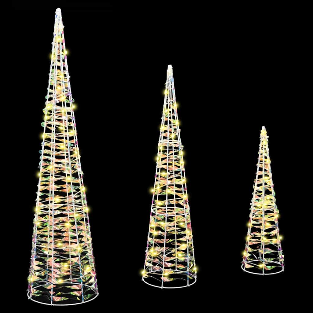 Christmas Tree with 90 LEDs 3 pcs Warm White 20 x 20 x 80 cm PET