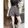 2026 Autumn Plus Size Women's High-Waist Wool Suit Shorts - Loose Bootcut Style