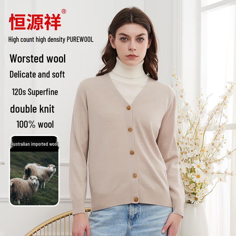

Hengyuanxiang Women s 100% Pure Wool V-Neck Cardigan 2XL