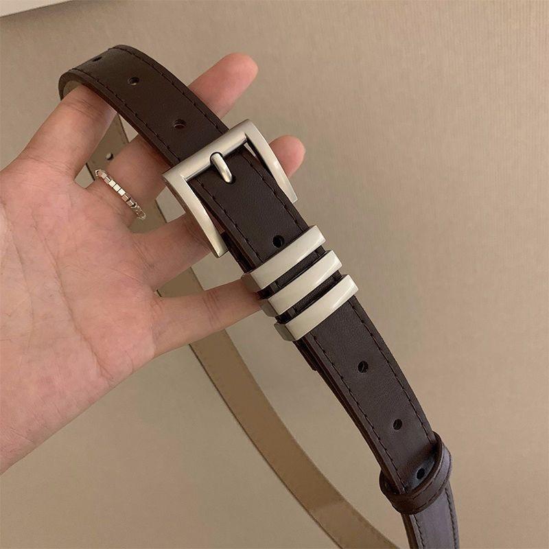 Fashionable Korean Simple Womens Dress With Decorative Clip Belt Outfits For