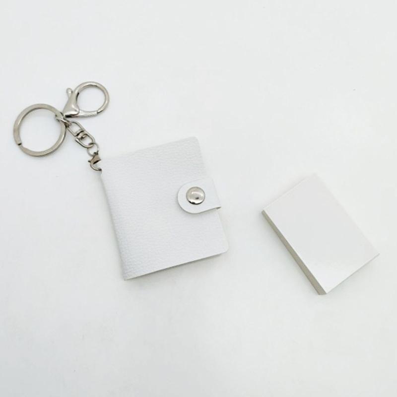 Fashionable Small Photo Album Keychains Sturdy PU Leather Key Holder Customizable Heat Transfer Printing Projects