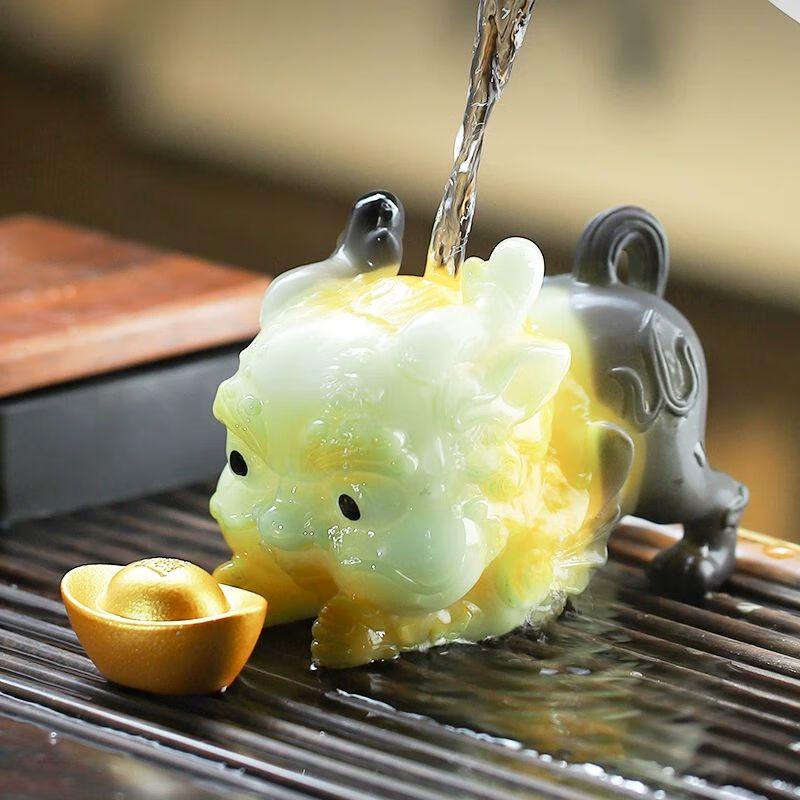 Color-Changing Tea Pet Pixiu and Golden Toad Ornament