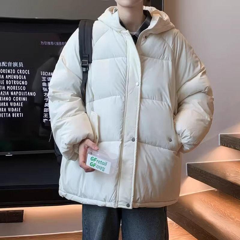 Winter Einfarbig Kapuzen Brotjacke Baumwolljacke Klassischer Winddichter Kragen Dicke Baumwolljacke für Herren und Damen