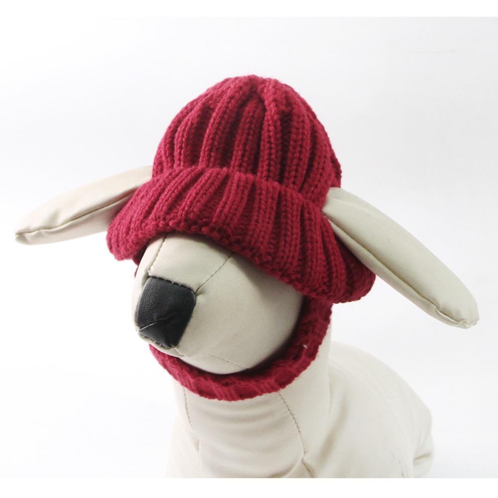 Pet knitted wool hat autumn and winter warm cat dog leaking ear knitted hat Christmas pet decoration supplies