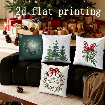 Home Decor Christmas-themed Patterns Throw Pillow Covers Pattern Cushion Cover Suitable for Sofa Bedroom Car Pillow Cover