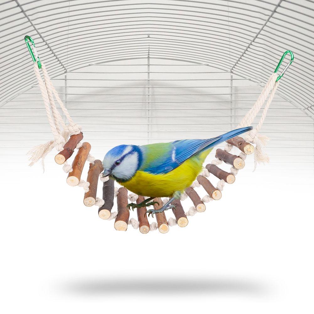 Papagali Pod Suspendat din Lemn 10CM Pasăre de Companie Frânghie de Bumbac Moale Scară Orizontală Aeriană