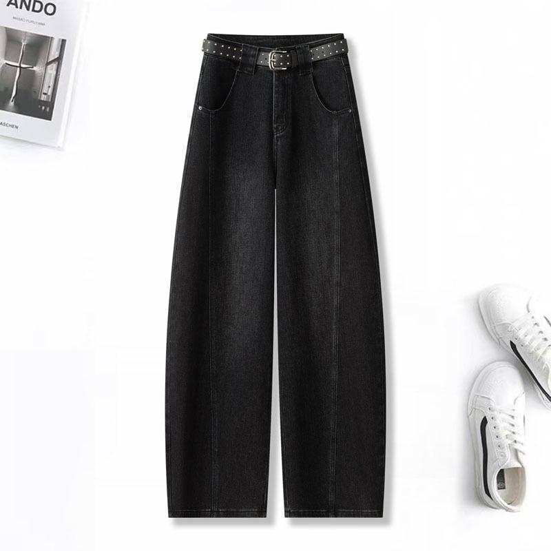 

2026 Retro Washed Wide-Leg Jeans: Women s Loose, Slimming, Versatile Casual Long Pants, Trendy Scythe Style. L чёрный