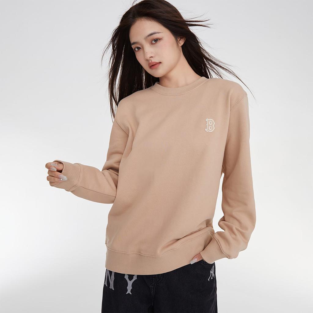 MLB Sweatshirts Unisex Khaki Crew Neck Moderate Regular 3AMTB0134-43BGS
