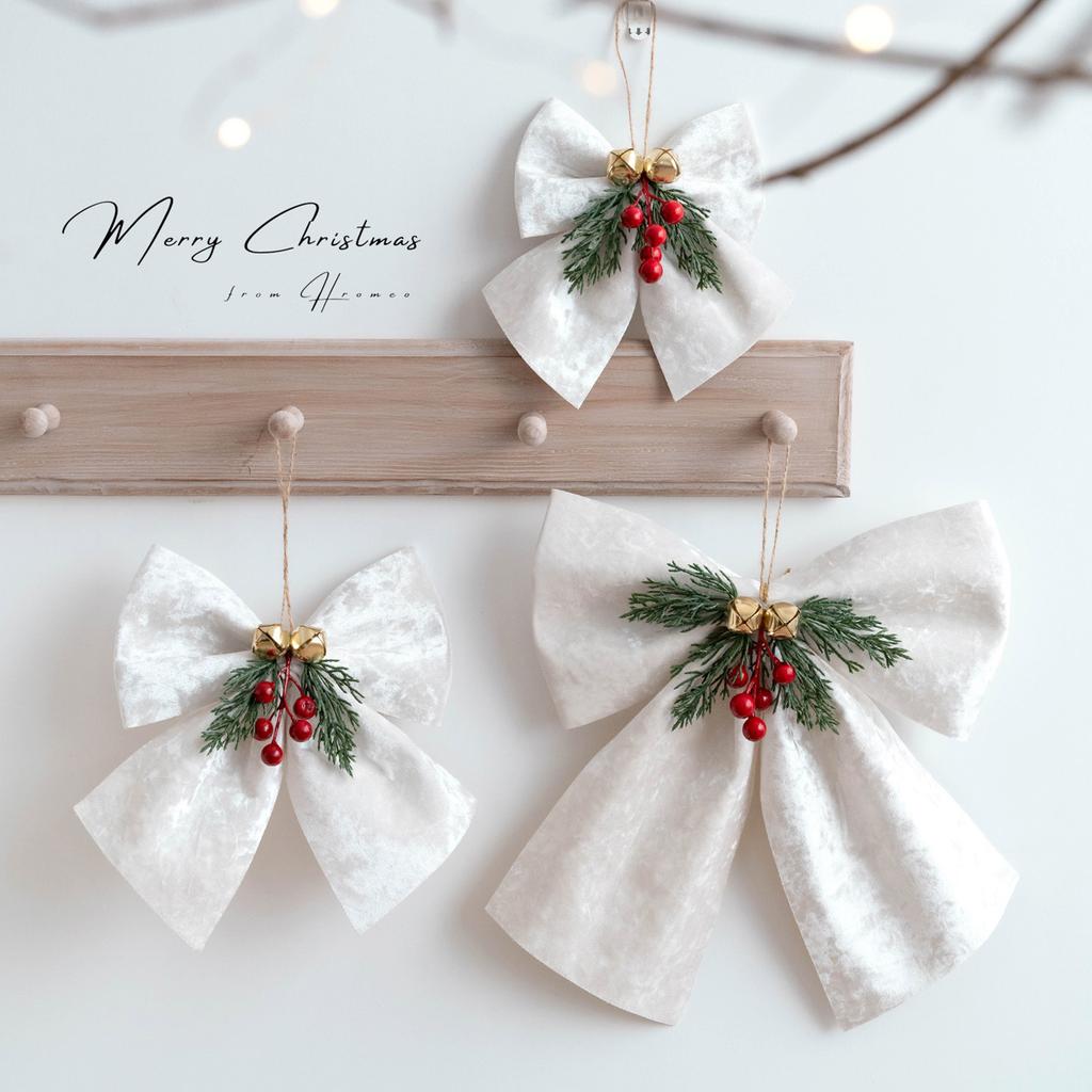 Christmas Tree Fabric Bows Decoration Durable Handcrafted Cloth Christmas Bows Ornament for Year Use