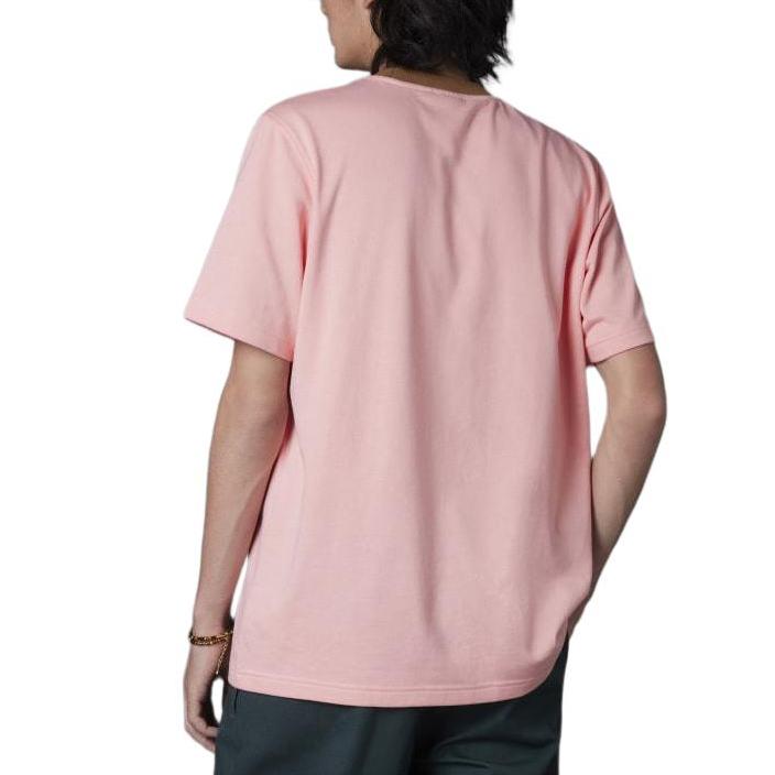adidas T-shirt Originali SS22 Girocollo Costine Manica Corta Trefoil con Stampa Quadrifoglio Top da Uomo Rosa IB3433