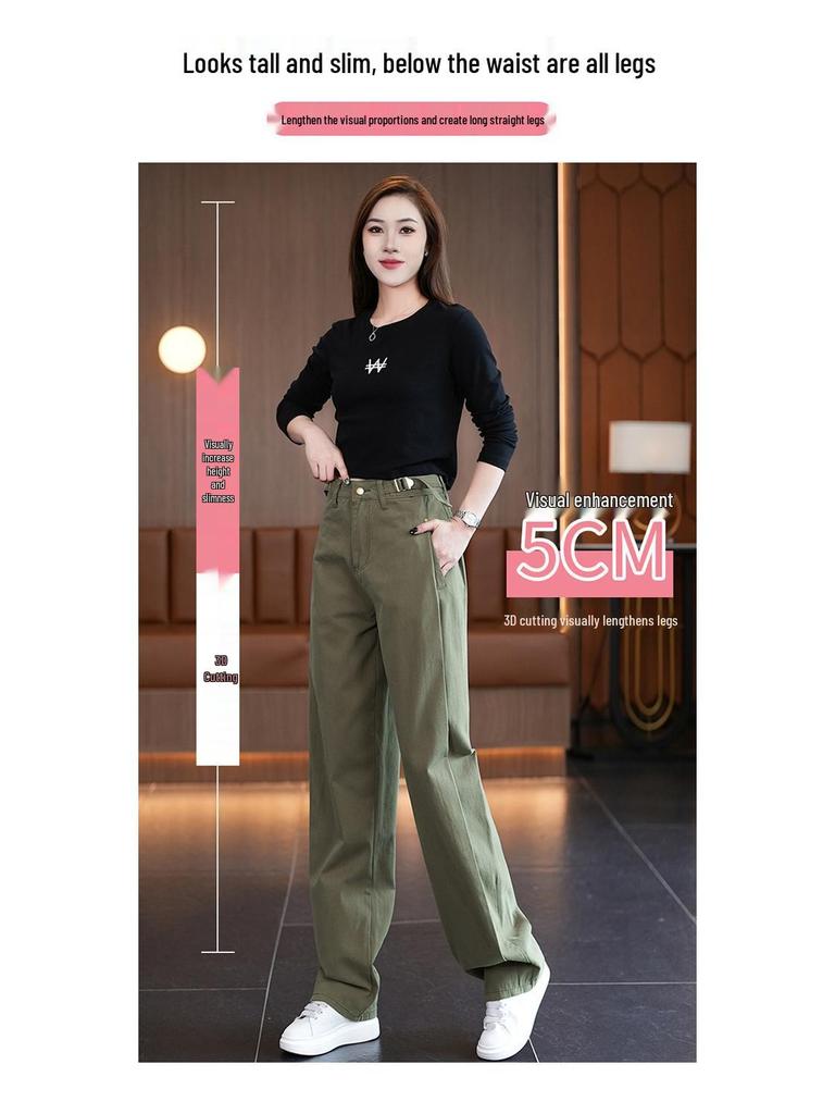 Trendy High-Waisted Wide-Leg Cargo Pants for Women - 2026 Spring/Autumn Slimming Retro Style