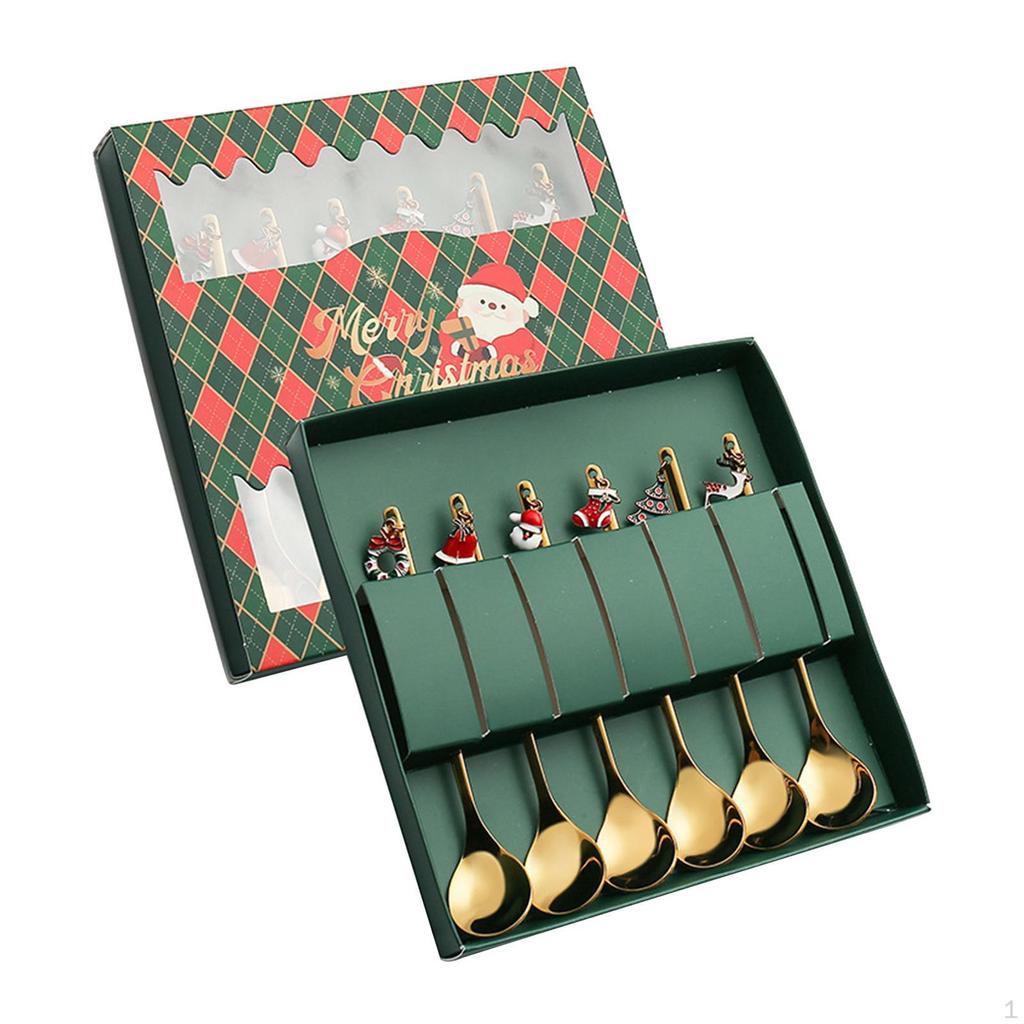 4Pcs Christmas Tableware with Gift Box Creative Stainless Steel Spoons Forks for Dinner