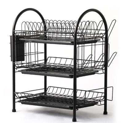 Dish Drying Rack 3 Tier Dish Rack Steel with Removable Drain Board Storage Rack for Dish Drainer