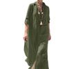 European and American cross-mirror new women's dress plus size summer V-neck long-sleeved shirt dress casual and loose