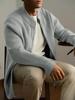 Men's High Neck Double Zipper Cardigan Sweater Jacket - Solid Color, Loose-Fit Knit Top for Autumn and Winter