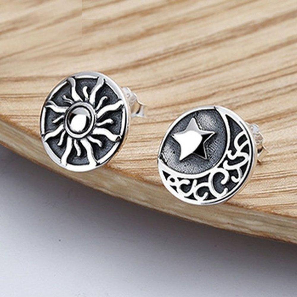 High-quality 925 sterling silver earrings Our Sun and Moon E008 (Wfgjerc)