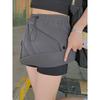 Gray High-Waisted A-Line Wide-Leg Summer Skirt for Women - Petite, Slimming, and Quick-Drying
