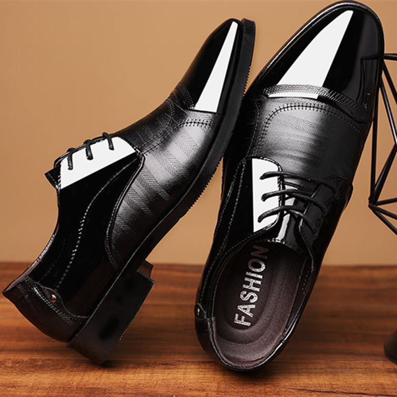 FashionMens Oxfords lace up Shoes Leather Brogue fashion Dress Shoes Classic Business Formalwedding party Shoes Man big szie 49