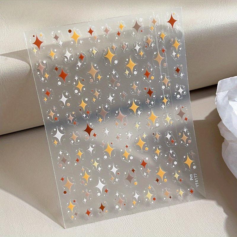 1 peça Adesivos de Unha Autoadesivos Reutilizáveis Coloridos Estrela & Bolinhas Decalques de Arte de Unha Brilhantes, Tema Espaço Fantasia Pastel & Metálico para Manicure Feminina