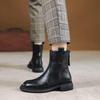 Women's Soft-Soled Genuine Leather Short-Tube Martin Boots, 2025 Autumn/Winter, Plus Velvet, Comfortable Round-Toe, Mid-Heel Chelsea Ankle Boots