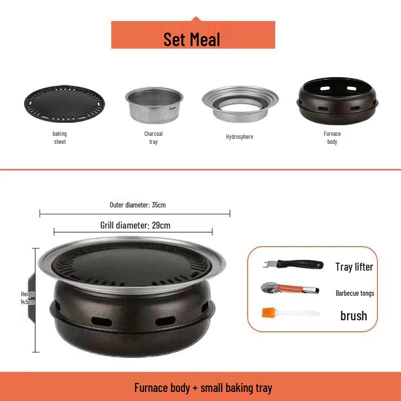 Commercial Portable Charcoal BBQ Grill for Home and Outdoor Use - Smokeless Griddle Barbecue for Restaurants