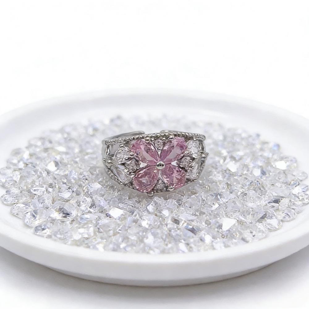 Blue Gem Flower Ring: Women s Handmade Zircon Flower Design, Light Luxury High-End Open Ring Jewelry стиль пять