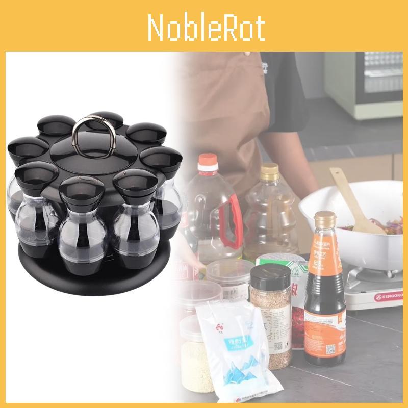 Modern Rotatable Spice Organizer With Black Material For Home Kitchen And Gourmet Cooking