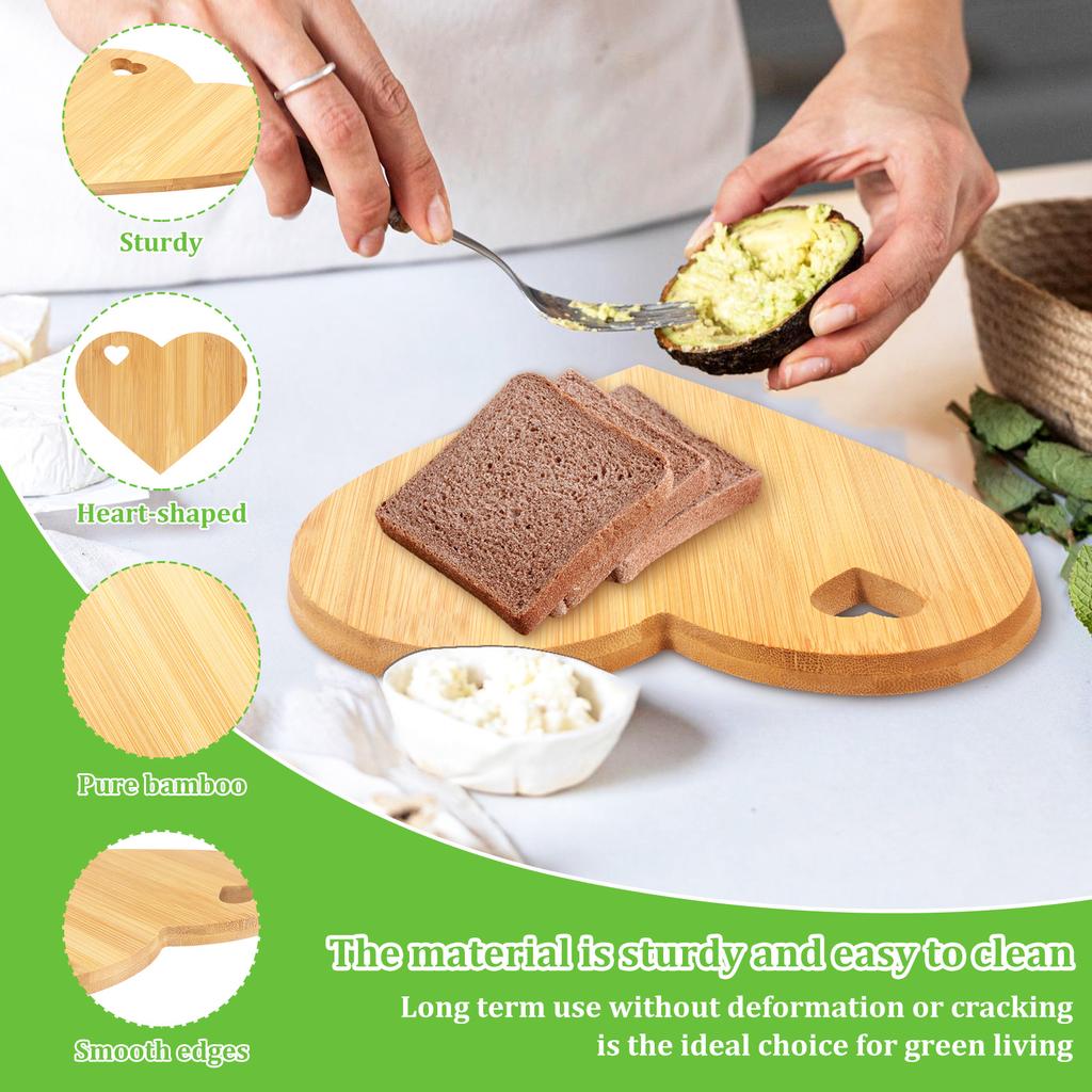 4 Pcs Cutting Board Bamboo Cheese Board Multi-purpose Serving Platter Heart Shaped Cutting Boards for Meat Cheese and Vegetables