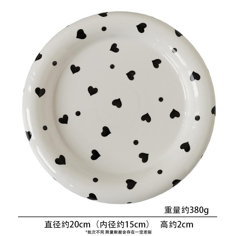 Plato de cerámica de tinta blanca de estilo europeo, vajilla para platos principales, vajilla de cocina, plato redondo de estilo occidental, plato decorativo