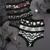 Damen Unterwäsche Sexy Spitze Rand Höschen Gothic Stil Lingerie Rose Totenkopf Personalisiert Bequem Atmungsaktiv Dreieck Höschen