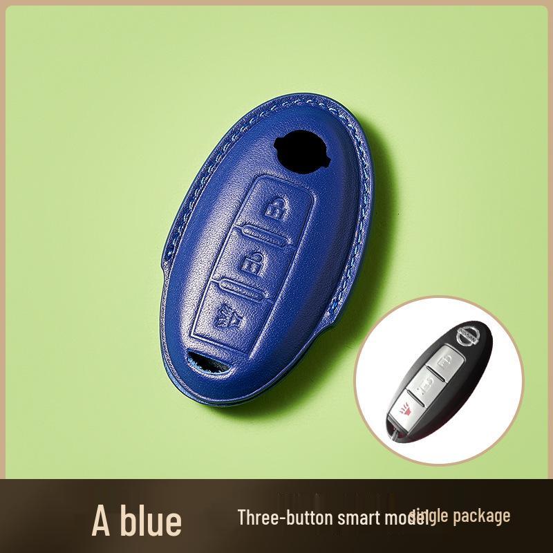 Skórzany Etui na Klucze ze Skóry Wyprawianej Roślinnie dla Nowego Kluczyka Samochodowego Sylphy Murano, Ręcznie Robiony Wzór Klamry dla Mężczyzn