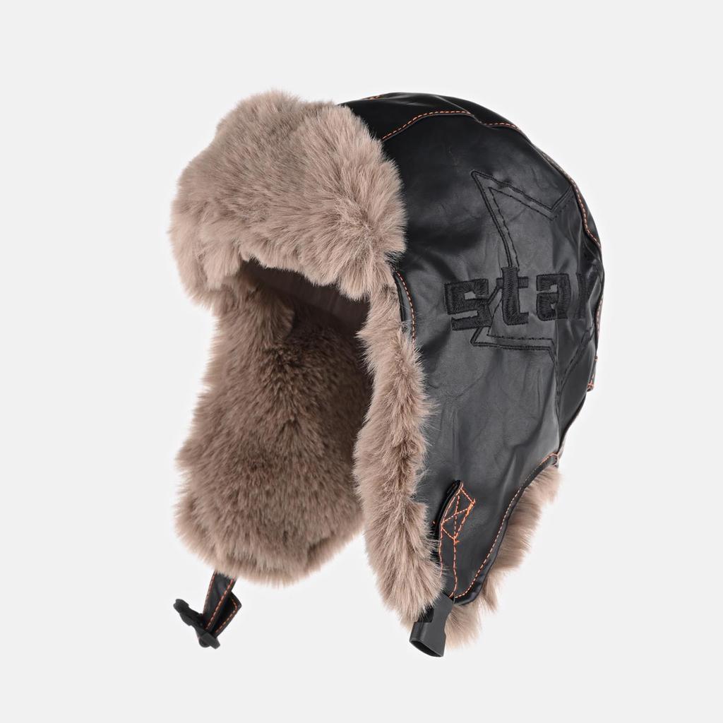 Retro Leder Lokomotivmütze Männer und Frauen Winter Samt verdickt Pilotenmütze warm Radfahren Ohrenmütze Tide