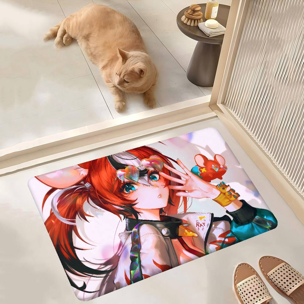 Game H-HololiveS H-Hakos Baelz Anime Hallway Carpet Washable Non-Slip Living Room Sofa Chairs Area Mat Kitchen Doormat Area Rug