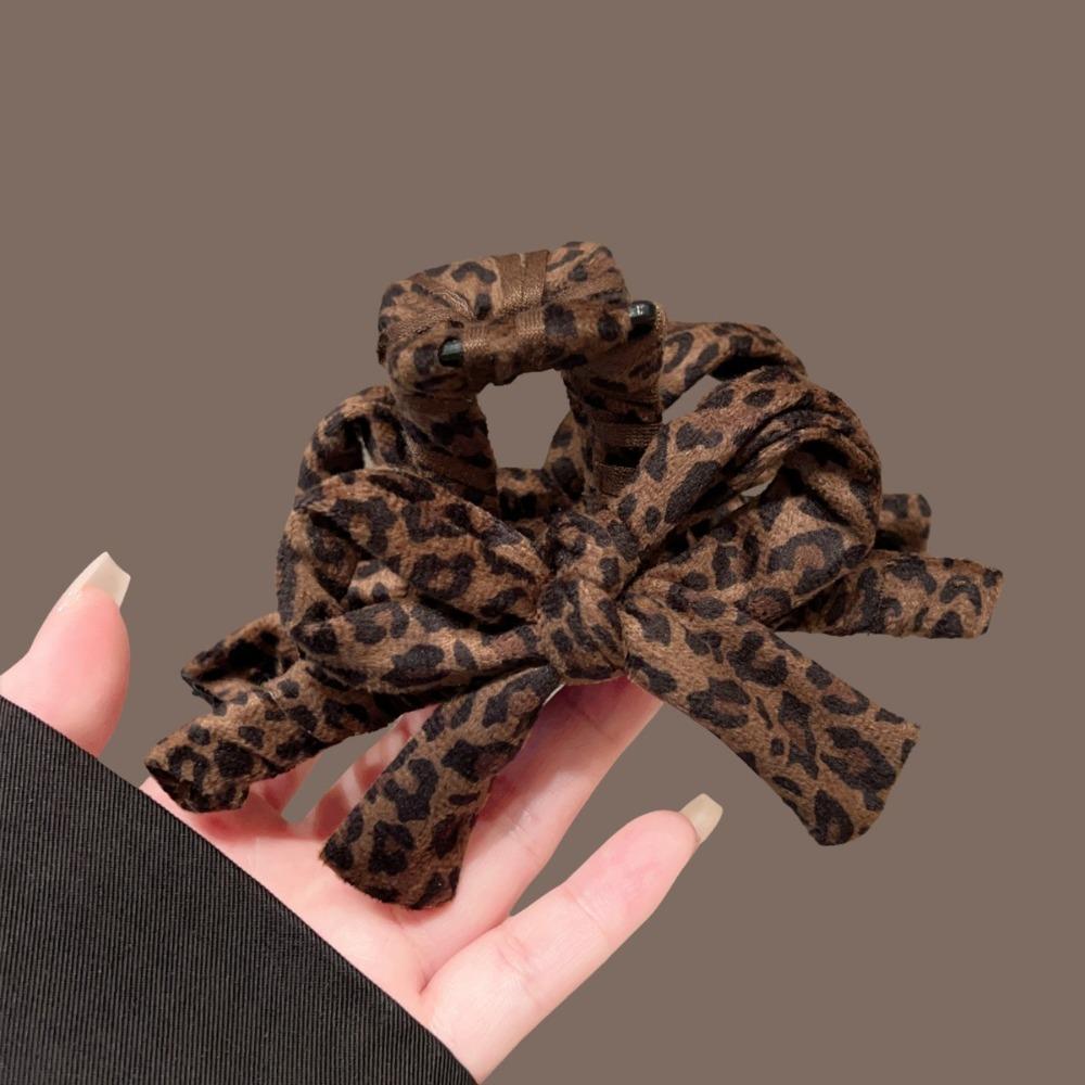 

1pc Leopard Print Bow Hair Clip Retro Sweet and Cool Style with A Niche and Exquisite Design Featuring A Back Of The Head Clip