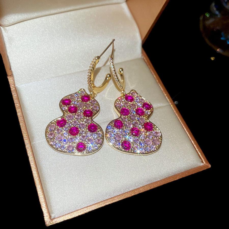 French Court Style Silver Needle Zircon Rectangular Earrings Exquisite Light Luxury High-end Stud Earrings Exaggerated Earrings Women