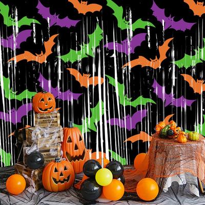 Halloween Beaded Curtain Party Background Weird Photo Booth Decoration Bat Pumpkin Ghost Rain Curtain Halloween Decoration