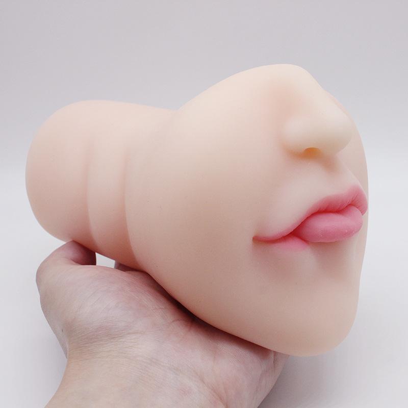 Realistic Human Face Cup - Deep Throat Oral Stimulation Device for Men - Solid Inverted Model Masturbator - Adult Erotic Pleasure Product