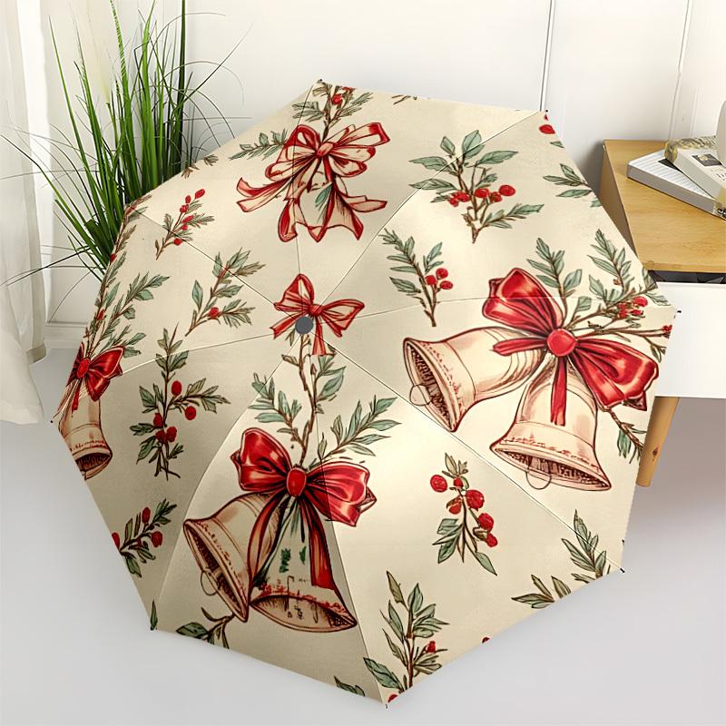 

1pc Christmas bells Automatic Umbrella Portable Home Essential Umbrella, Iron Umbrella Structure Suitable for All Seasons yy251123178