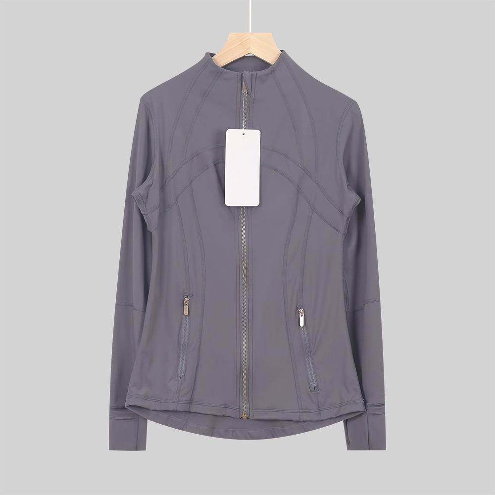 Lulu Original Damen Slim Fit Elastische Formgebende Lange Jacke Mantel mit Stehkragen für Yoga und Laufen