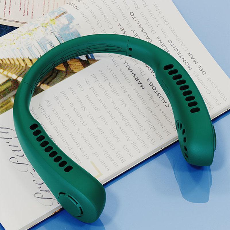 

Перезаряжаемый портативный шейный вентилятор 3-скоростной безлопастной вентилятор с функцией громкой связи Охлаждение на 360° и бесшумные шейные вентиляторы Регулируемый персональный вентилятор с питанием от USB зелёный